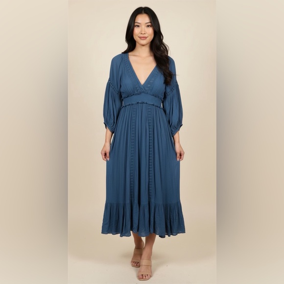 Free People Elegant Blue Maxi Dress (no tags, never worn) Size Small - Picture 2 of 4